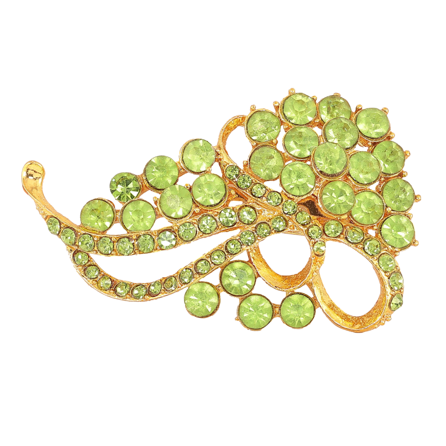 Брошь "Узор с салатовыми стразами" фото №1 Брошь "Узор с салатовыми стразами" фото №1