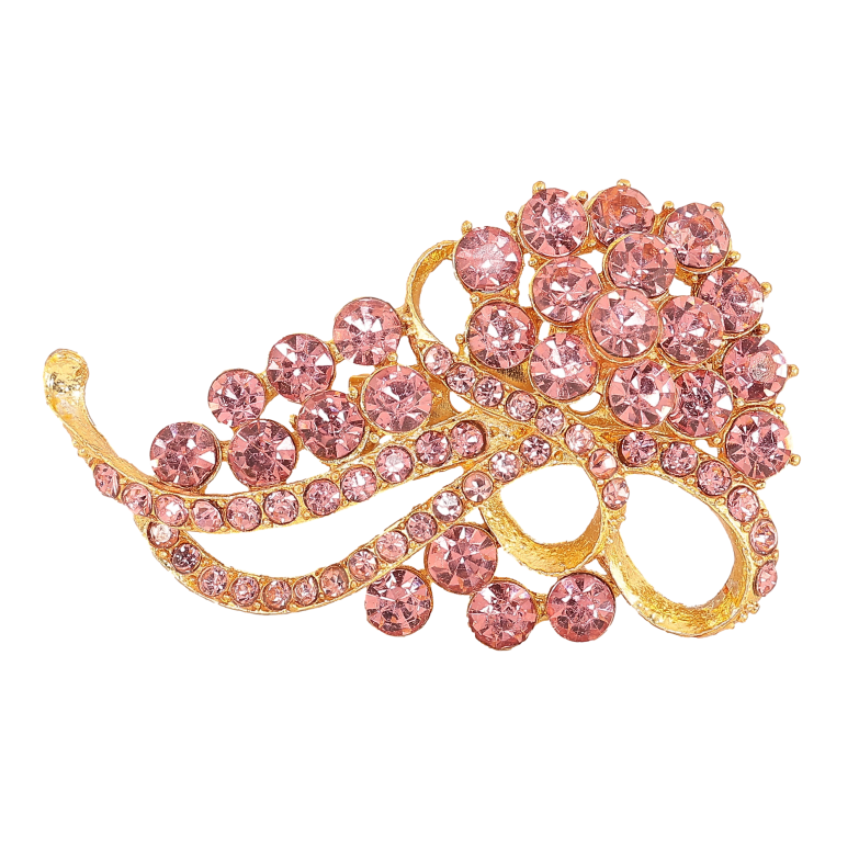 Брошь "Узор с розовыми стразами" фото №1 Брошь "Узор с розовыми стразами" фото №1