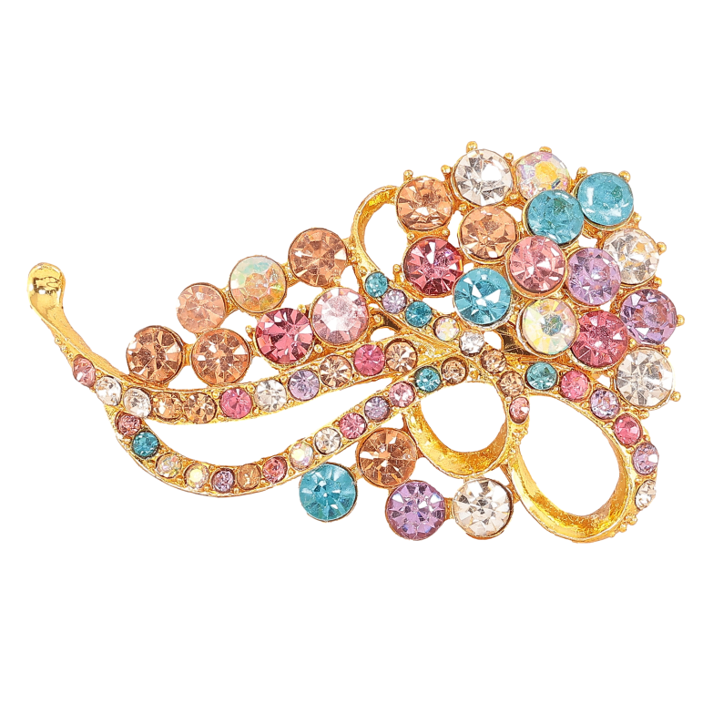 Брошь "Узор с разноцветными стразами" фото №2