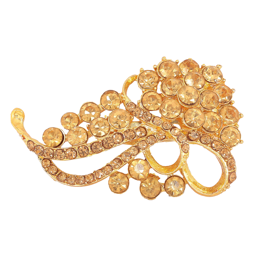Брошь "Узор с золотистыми стразами" фото №1 Брошь "Узор с золотистыми стразами" фото №1