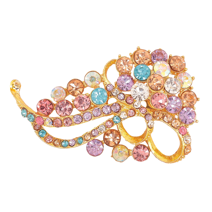 Брошь "Узор с разноцветными стразами" фото №1