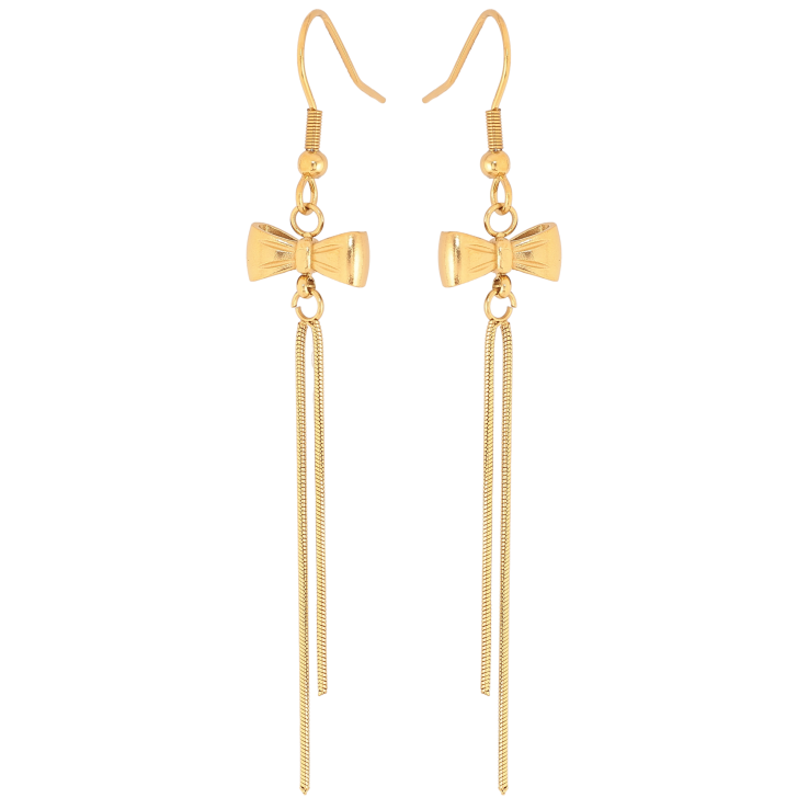 Серьги Нержавеющая сталь французский замок "Подвески с бантами" фото №4