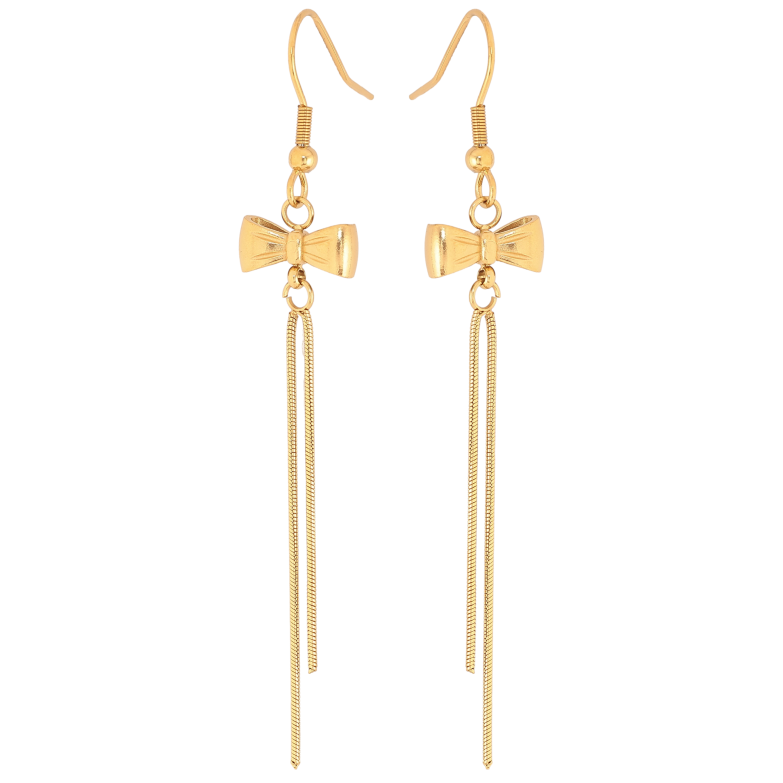 Серьги Нержавеющая сталь французский замок "Подвески с бантами" фото №1