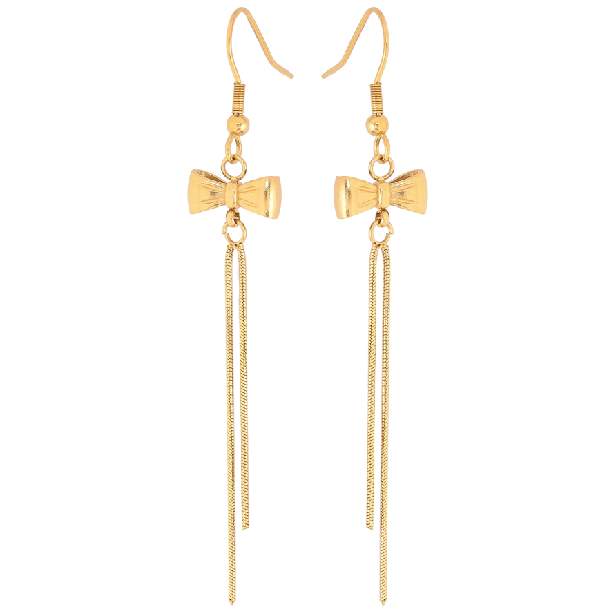 Серьги Нержавеющая сталь французский замок "Подвески с бантами" фото №1