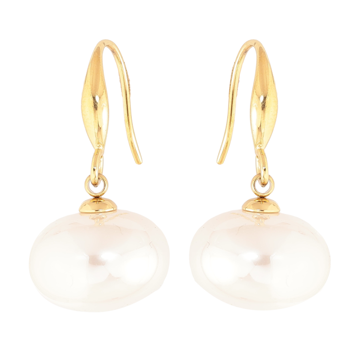 Сережки Нержавіюча сталь французький замок "Перлини" ø 15мм фото №3