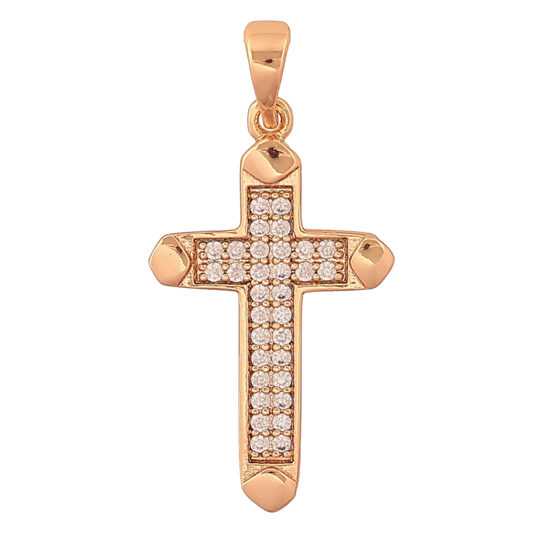 Кулон Xuping колір Позолота 18K "Хрест з інкрустацією кристалами" для ланцюжка до 5мм фото №1