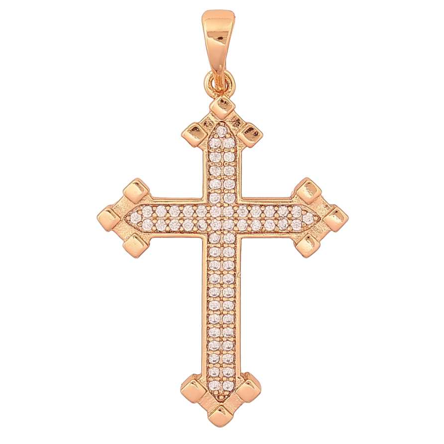 Кулон Xuping колір Позолота 18K "Хрест з кристалами" для ланцюжка до 5мм фото №1 Кулон Xuping колір Позолота 18K "Хрест з кристалами" для ланцюжка до 5мм фото №1