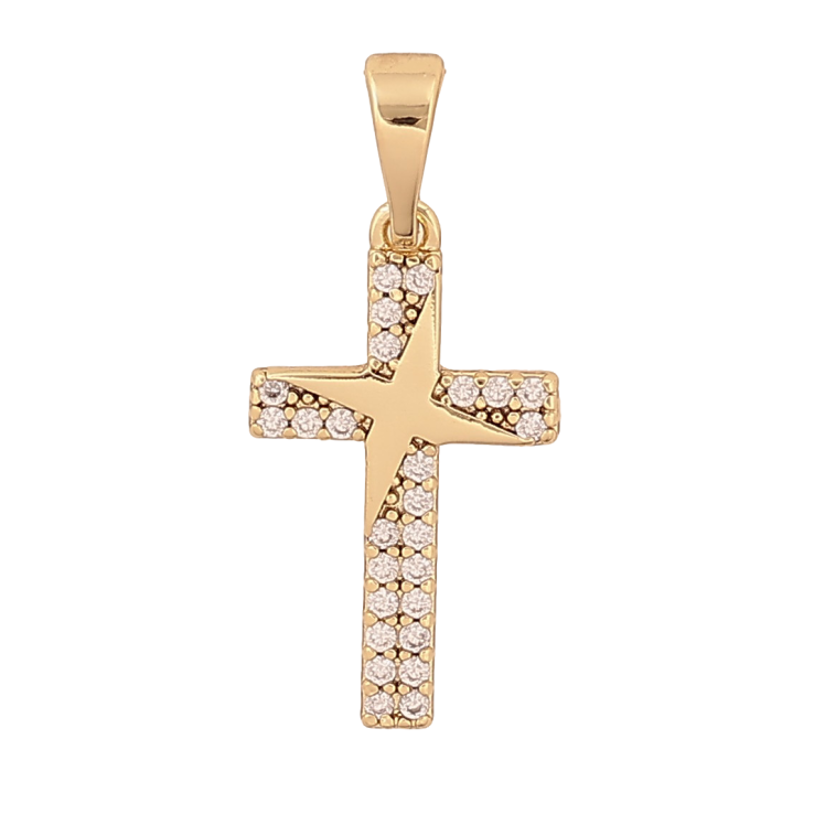 Кулон Xuping цвет Позолота 14К "Крест с кристаллами" для цепочки до 5мм фото №10