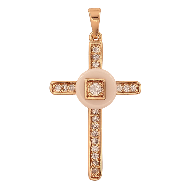 Кулон Xuping колір Позолота 18K "Хрест з керамікою та кристалами" для ланцюжка до 5мм фото №24 Кулон Xuping колір Позолота 18K "Хрест з керамікою та кристалами" для ланцюжка до 5мм фото №24