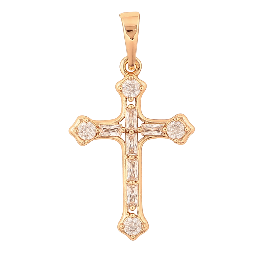 Кулон Xuping колір Позолота 18K "Хрест з кристалами" для ланцюжка до 6мм фото №1 Кулон Xuping колір Позолота 18K "Хрест з кристалами" для ланцюжка до 6мм фото №1