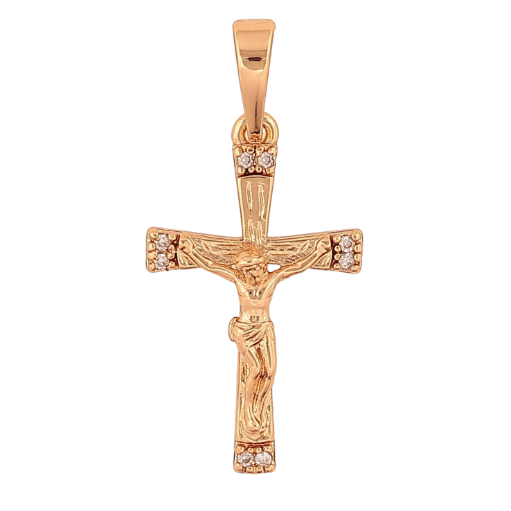 Кулон Xuping колір Позолота 18K "Хрест з Розп'яттям і кристалами" для ланцюжка до 6мм фото №13