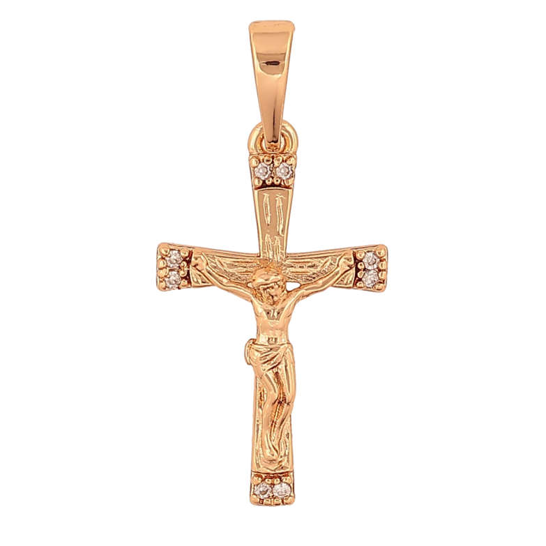 Кулон Xuping колір Позолота 18K "Хрест з Розп'яттям і кристалами" для ланцюжка до 6мм фото №1 Кулон Xuping колір Позолота 18K "Хрест з Розп'яттям і кристалами" для ланцюжка до 6мм фото №1