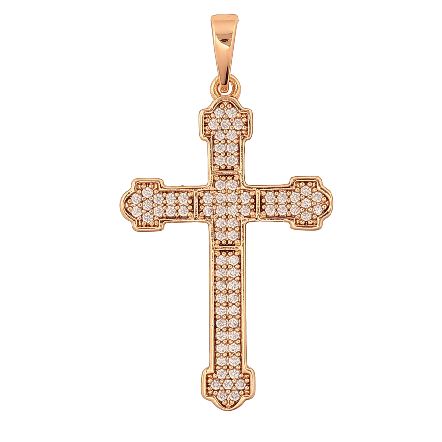 Кулон Xuping колір Позолота 18K "Хрест з кристалами" для ланцюжка до 6мм фото №1