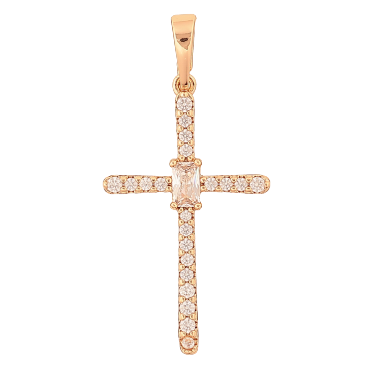Кулон Xuping колір Позолота 18K "Хрест з кристалами" для ланцюжка до 6мм фото №10 Кулон Xuping колір Позолота 18K "Хрест з кристалами" для ланцюжка до 6мм фото №10