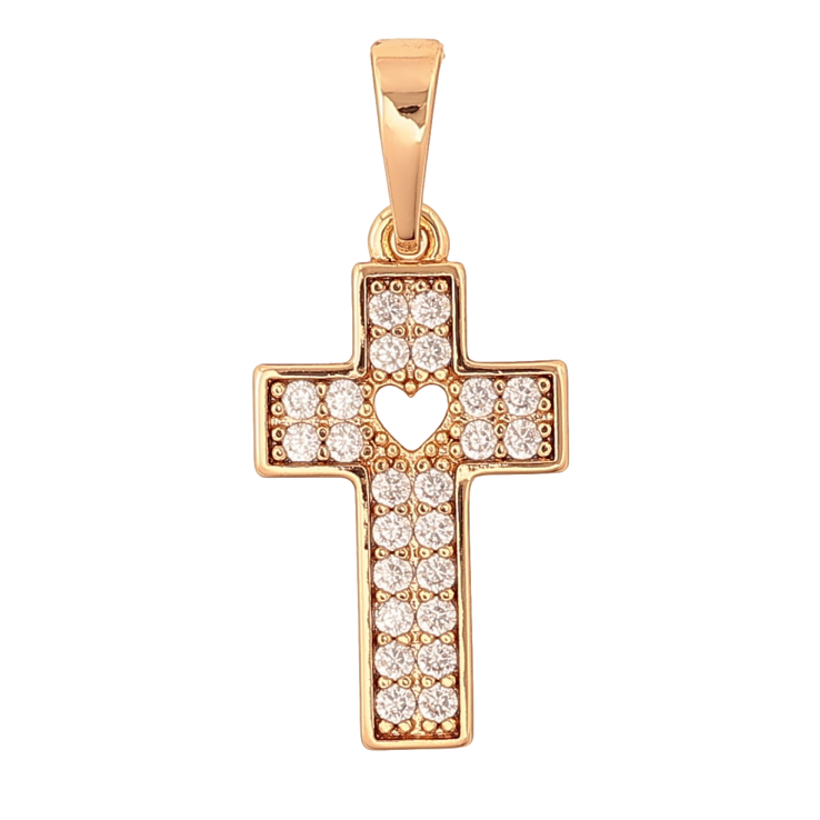 Кулон Xuping колір Позолота 18K "Хрест з кристалами" для ланцюжка до 6мм фото №2 Кулон Xuping колір Позолота 18K "Хрест з кристалами" для ланцюжка до 6мм фото №2