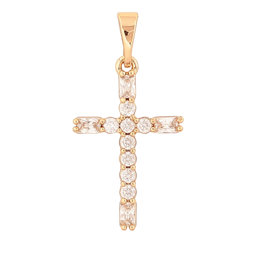 Кулон Xuping колір Позолота 18К "Хрест з кристалами" для ланцюжка до 5мм фото №1