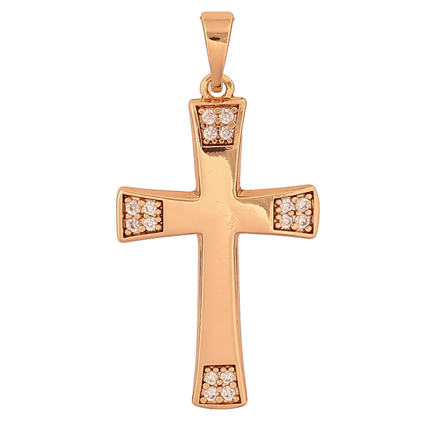 Кулон Xuping колір Позолота 18K "Хрест з кристалами" для ланцюжка до 5мм фото №1
