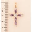 Кулон Xuping цвет Позолота 18K "Крест с сиреневыми кристаллами" для цепочки до 6мм фото №2