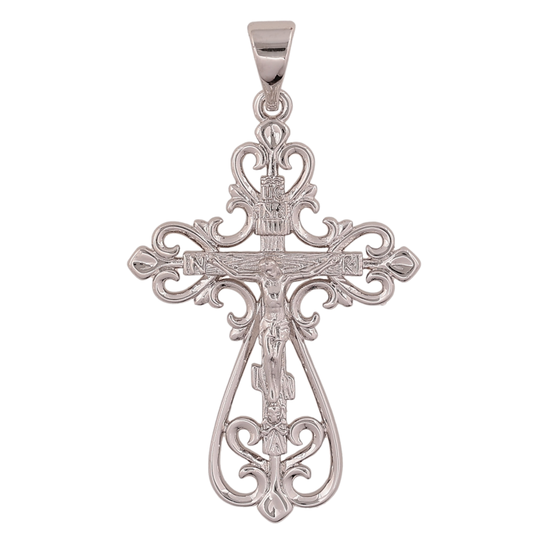 Кулон Xuping колір Родій "Хрест з Розп'яттям" для ланцюжка до 7мм фото №1
