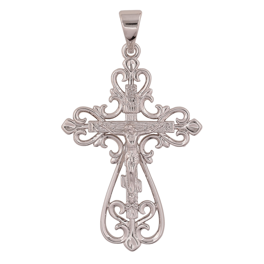 Кулон Xuping колір Родій "Хрест з Розп'яттям" для ланцюжка до 7мм фото №1