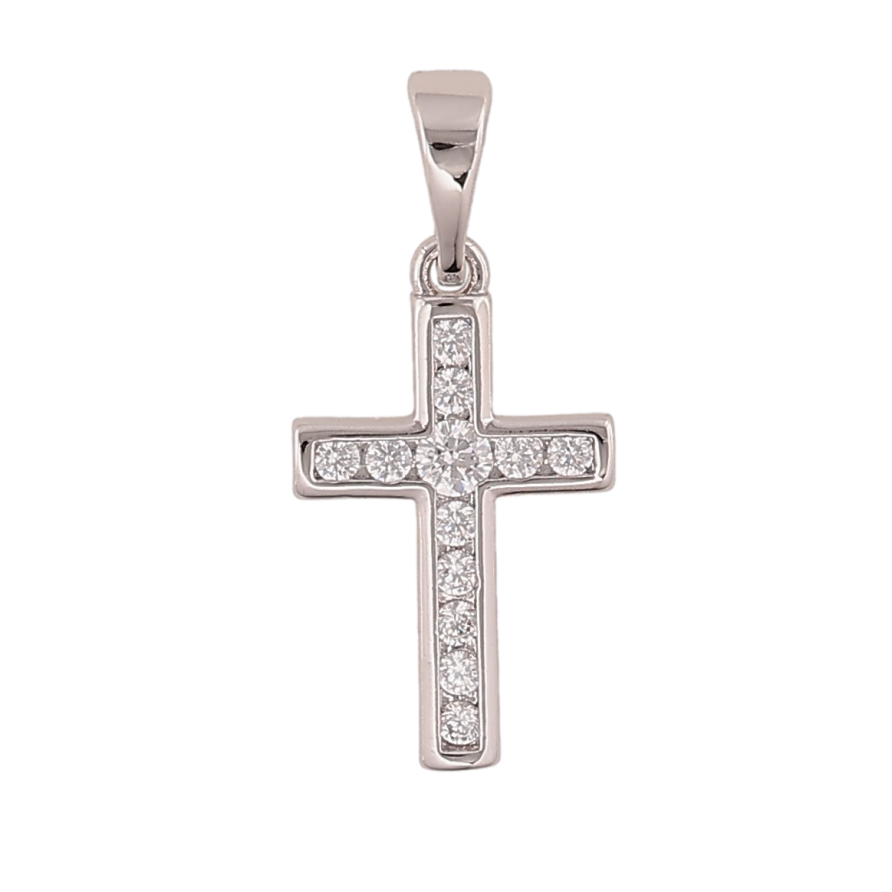 Кулон Xuping колір Родій "Хрест з кристалами" для ланцюжка до 5мм фото №1