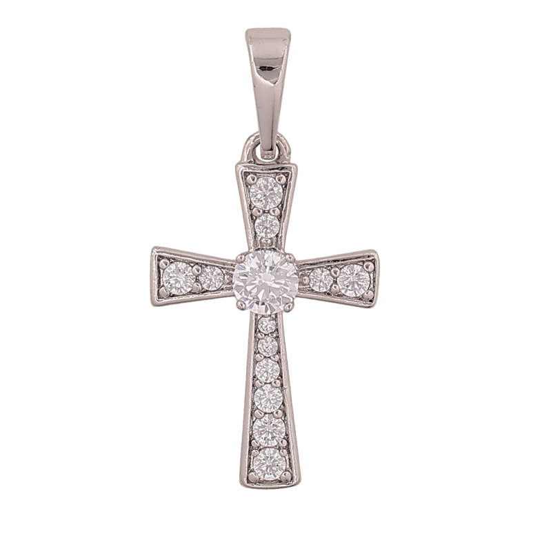 Кулон Xuping цвет Родий "Крест с кристаллами" для цепочки до 6мм фото №2