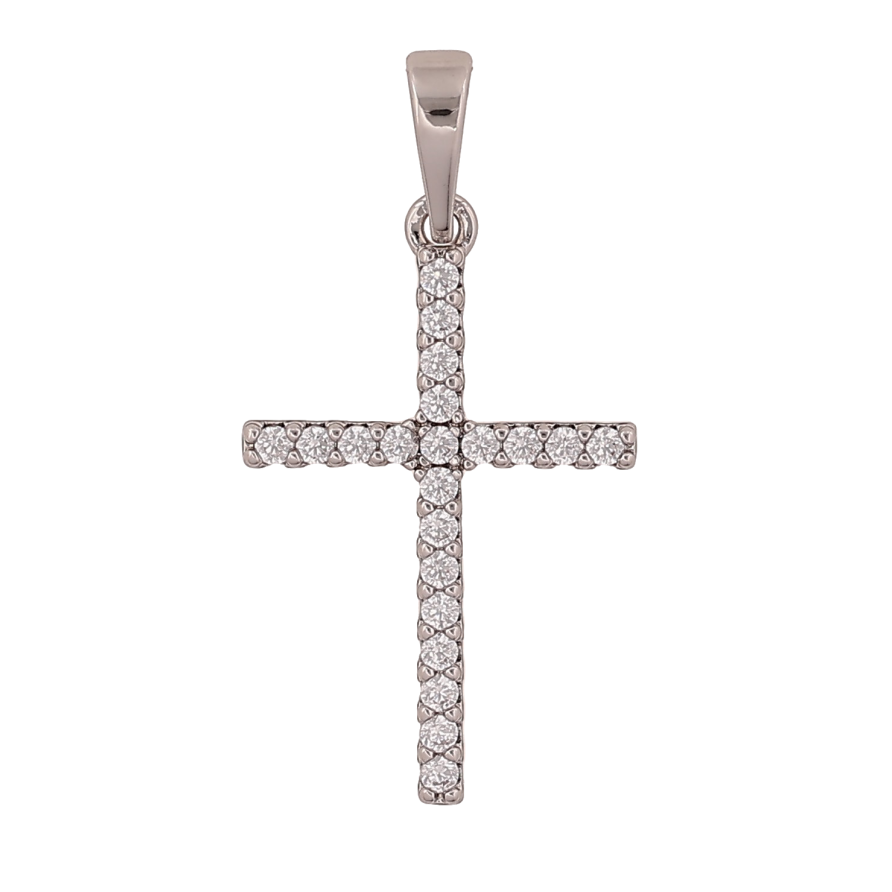 Кулон Xuping цвет Родий "Крест с кристаллами" для цепочки до 6мм фото №1