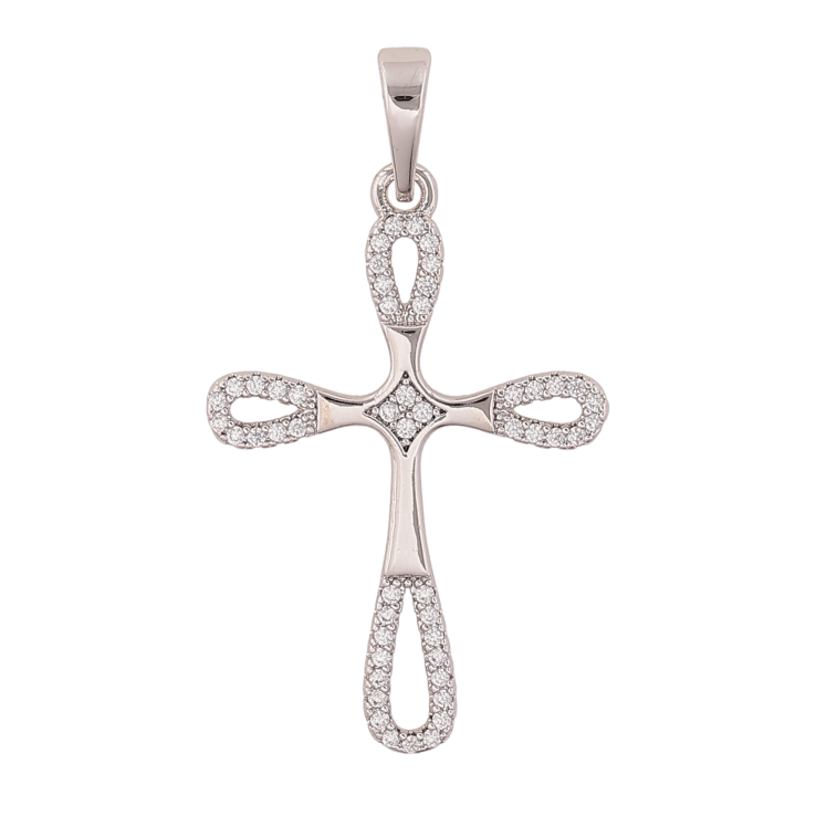 Кулон Xuping цвет Родий "Крест с кристаллами" для цепочки до 6мм фото №20