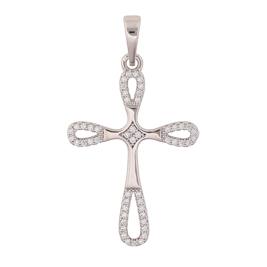 Кулон Xuping цвет Родий "Крест с кристаллами" для цепочки до 6мм фото №1