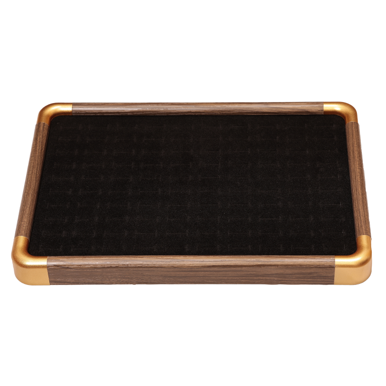 Підставка під каблучки кулони Планшет 10 рядів (окремі секції 100шт) пластик з візерунком під дерево дшв-35х24х3см фото №1