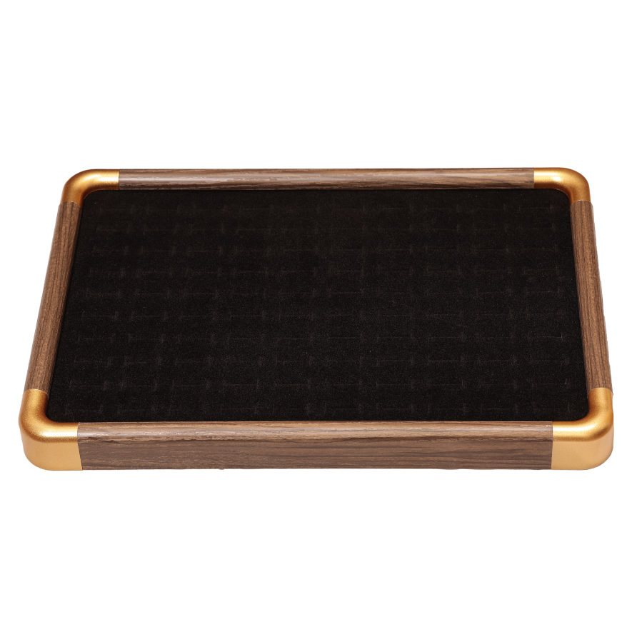 Підставка під каблучки кулони Планшет 10 рядів (окремі секції 100шт) пластик з візерунком під дерево дшв-35х24х3см фото №1