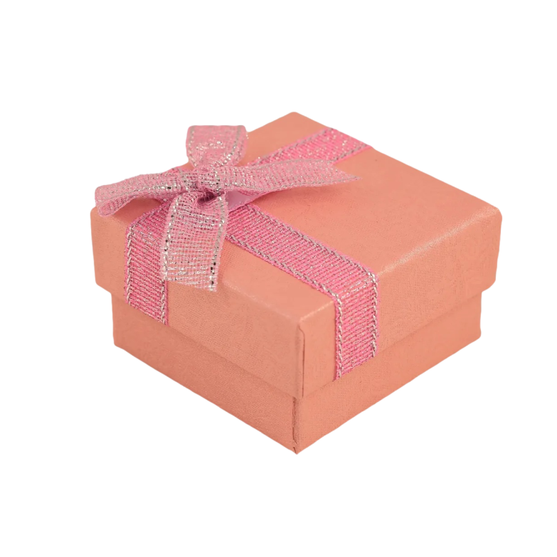 Подарункова коробка з бантом рожева Під каблучку Розмір 5х5см, h=3см фото №1