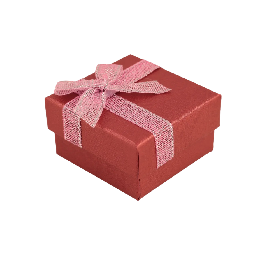 Подарункова коробка з бантом вишнева Під каблучку Розмір 5х5см, h=3см фото №1