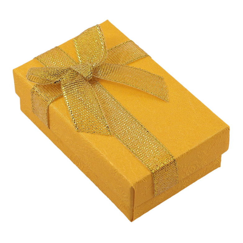 Подарункова коробка з бантом жовта Універсальна (Каблучка, Кулон, Сережки) Розмір 5х8см, h = 2.5см фото №1 Подарункова коробка з бантом жовта Універсальна (Каблучка, Кулон, Сережки) Розмір 5х8см, h = 2.5см фото №1