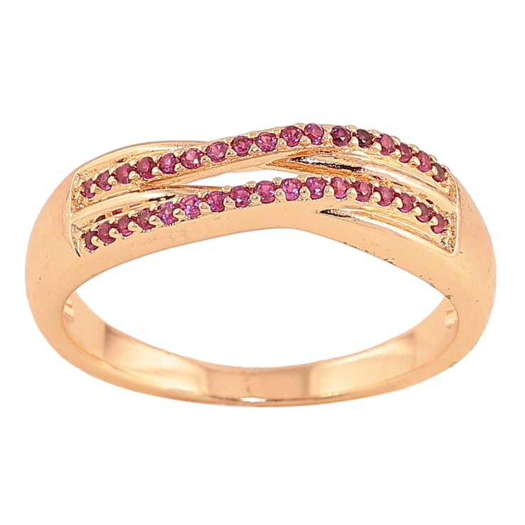 Каблучка Xuping M&L колір 18К «Доріжки малинових кристалів» фото №16 Каблучка Xuping M&L колір 18К «Доріжки малинових кристалів» фото №16