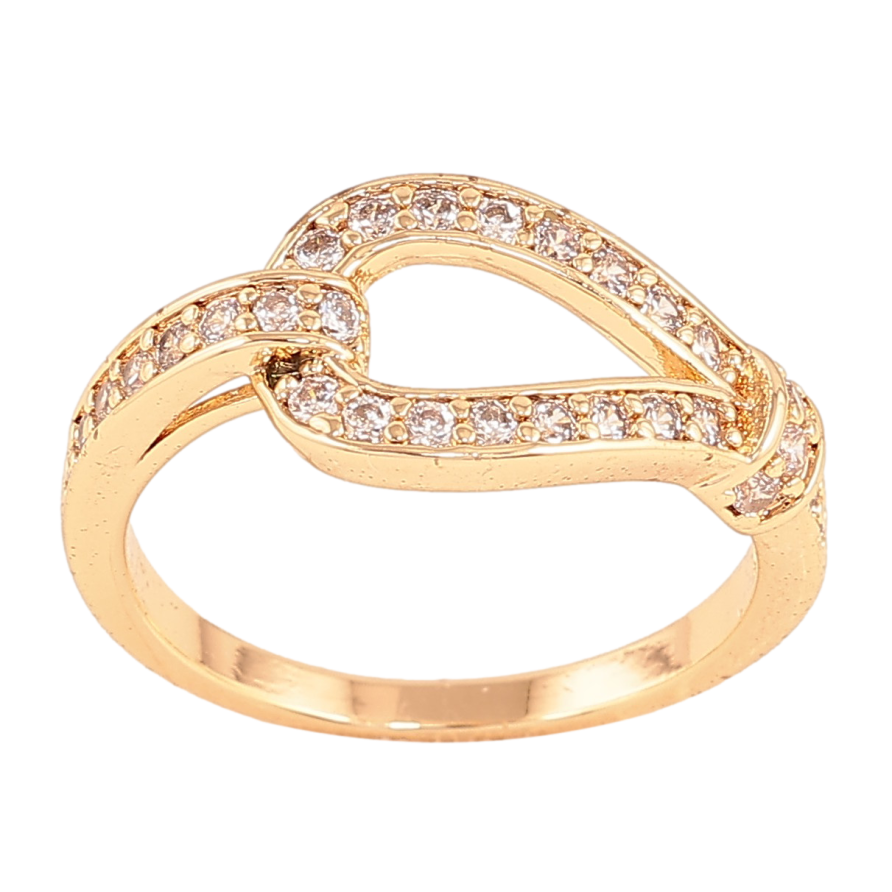 Каблучка Xuping M&L колір 18K "Петелька з кристалами" фото №1 Каблучка Xuping M&L колір 18K "Петелька з кристалами" фото №1