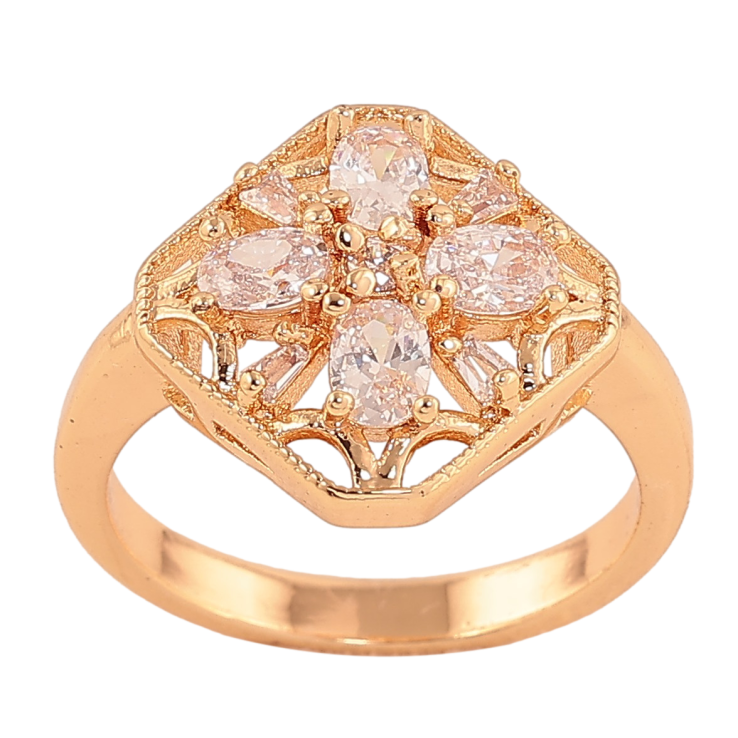 Каблучка Xuping M&L колір 18K "Ромб з кристалами" фото №6