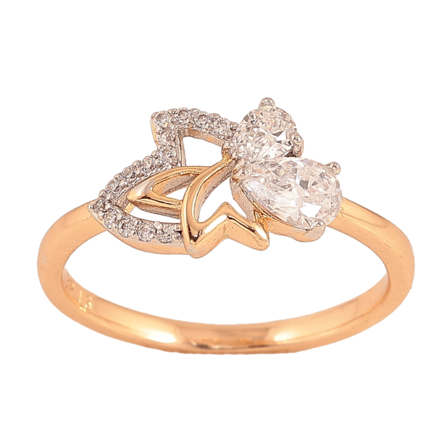 Кольцо Xuping цвет Позолота 18К + Родий "Узор с кристаллами" фото №1