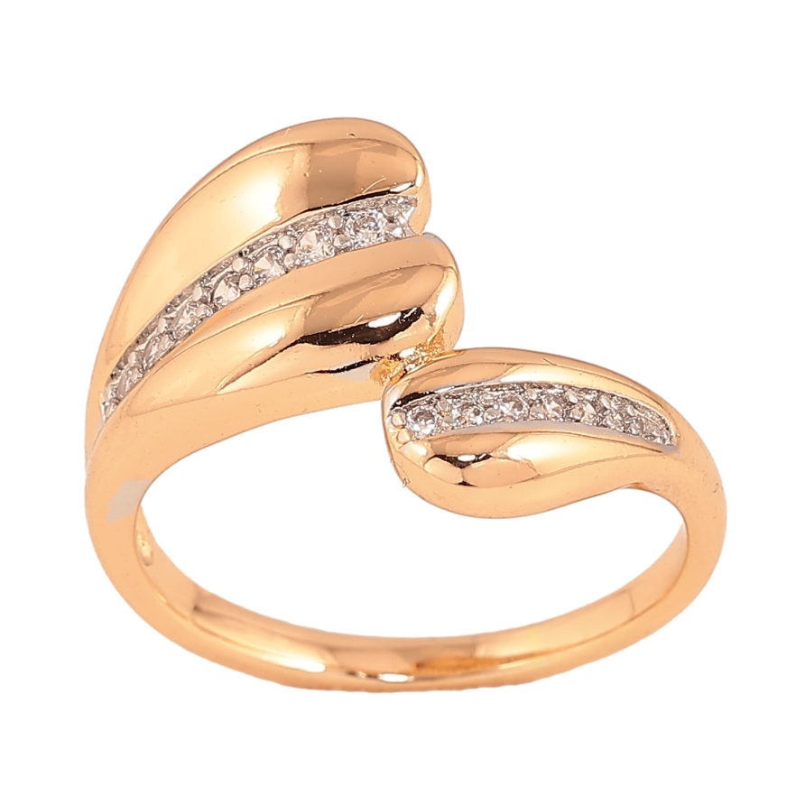 Кольцо Xuping цвет Позолота 18К + Родий "Узор с кристаллами" фото №1