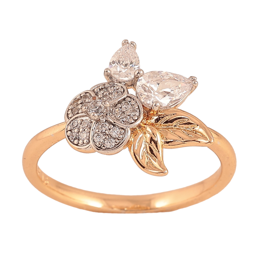 Кольцо Xuping цвет Позолота 18К + Родий "Цветок" фото №1