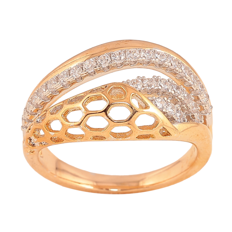 Кольцо Xuping цвет Позолота 18К + Родий "Узор с кристаллами" фото №1