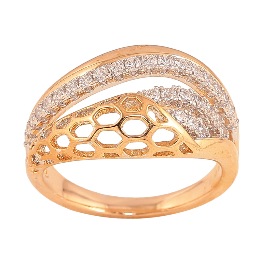 Кольцо Xuping цвет Позолота 18К + Родий "Узор с кристаллами" фото №1