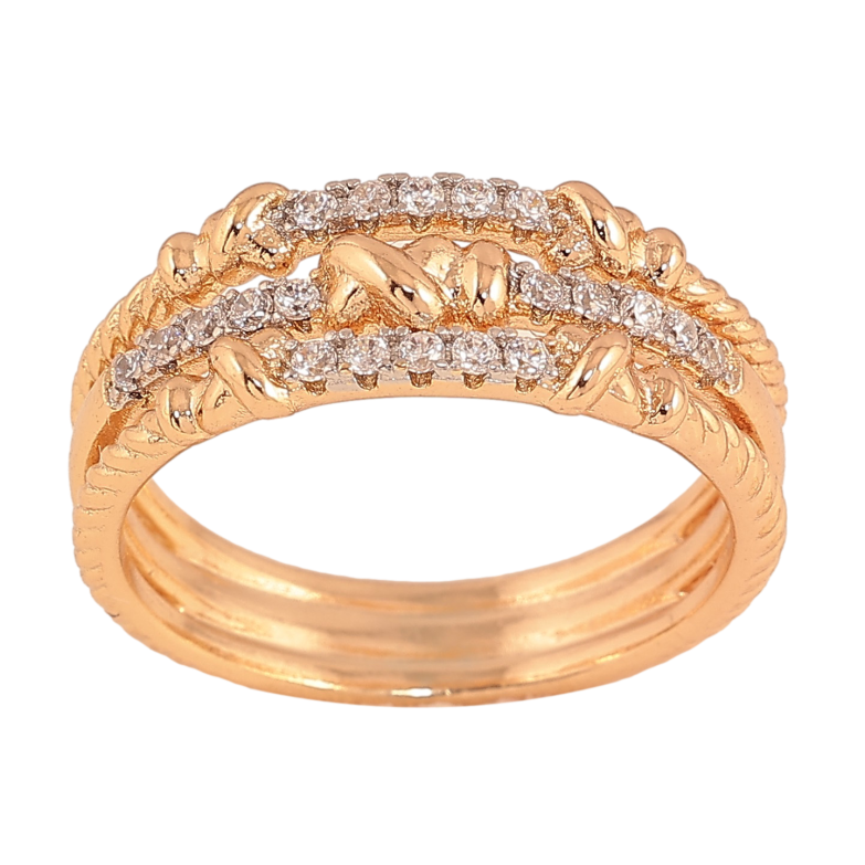 Кольцо Xuping цвет Позолота 18K + Родий "Декоративный орнамент с кристаллами" фото №1