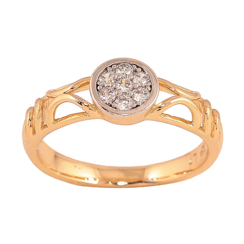 Кольцо Xuping цвет Позолота 18K + Родий "Резной орнамент с кристаллами" фото №2