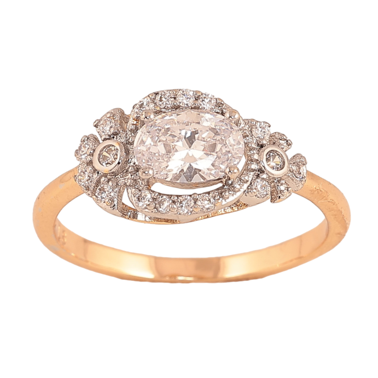 Каблучка Xuping колір Позолота 18K + Родій "Квітковий орнамент із кристалами" фото №8