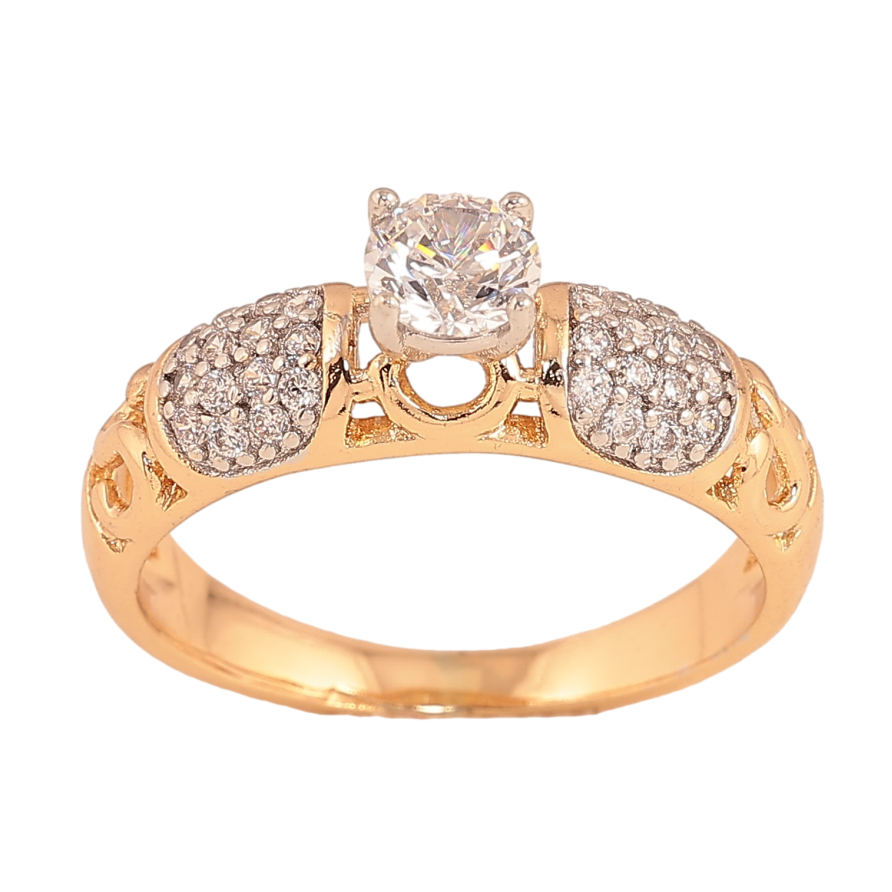 Кольцо Xuping цвет Позолота 18K+Родий "Узор с кристаллами" фото №1