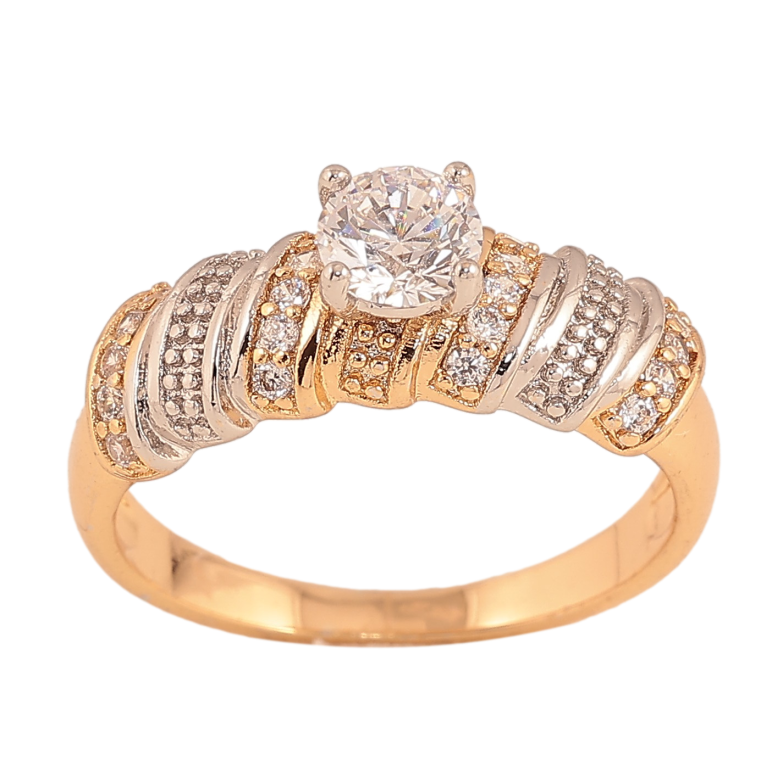 Каблучка Xuping колір Позолота 18K+Родій "Візерунок з кристалами" фото №1