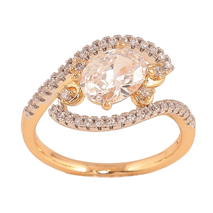 Каблучка Xuping колір Позолота 18K+Родій "Візерунок з кристалами" фото №20