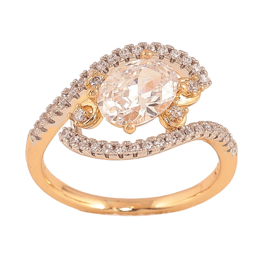 Кольцо Xuping цвет Позолота 18K+Родий "Узор с кристаллами" фото №1