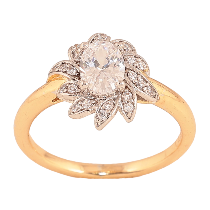 Кольцо Xuping цвет Позолота 18K+Родий "Цветок с кристаллами" фото №1